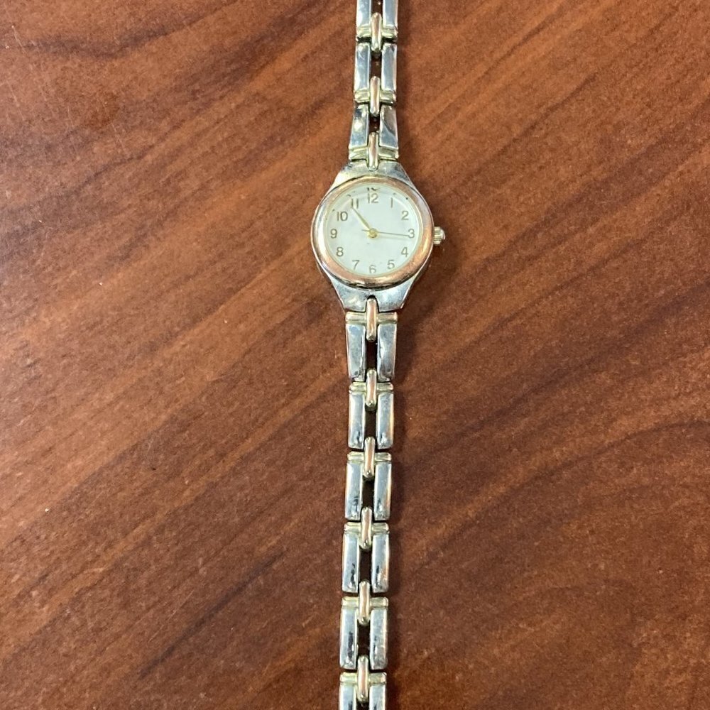 Silver and copper ladies watch
